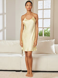 SilkSilky US Pure Silk Sleeveless Boat Neck Nightgown LightYellow 004