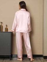 [Pink] SilkSilky  Long Sleeve Notch Collar Women's Pajamas 002