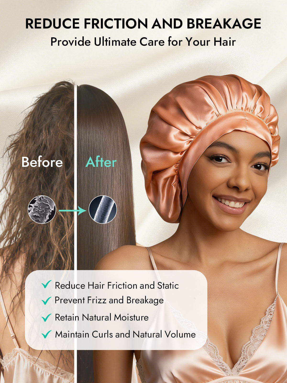 [Coral Pink] SilkSilky  Pure Silk Sleep Cap 003