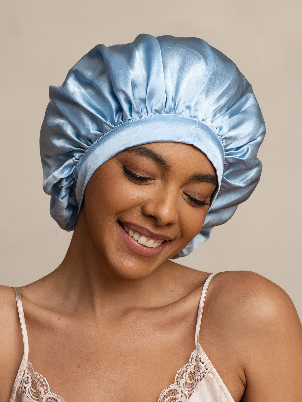 [Light Blue] SilkSilky  Pure Silk Sleep Cap 004