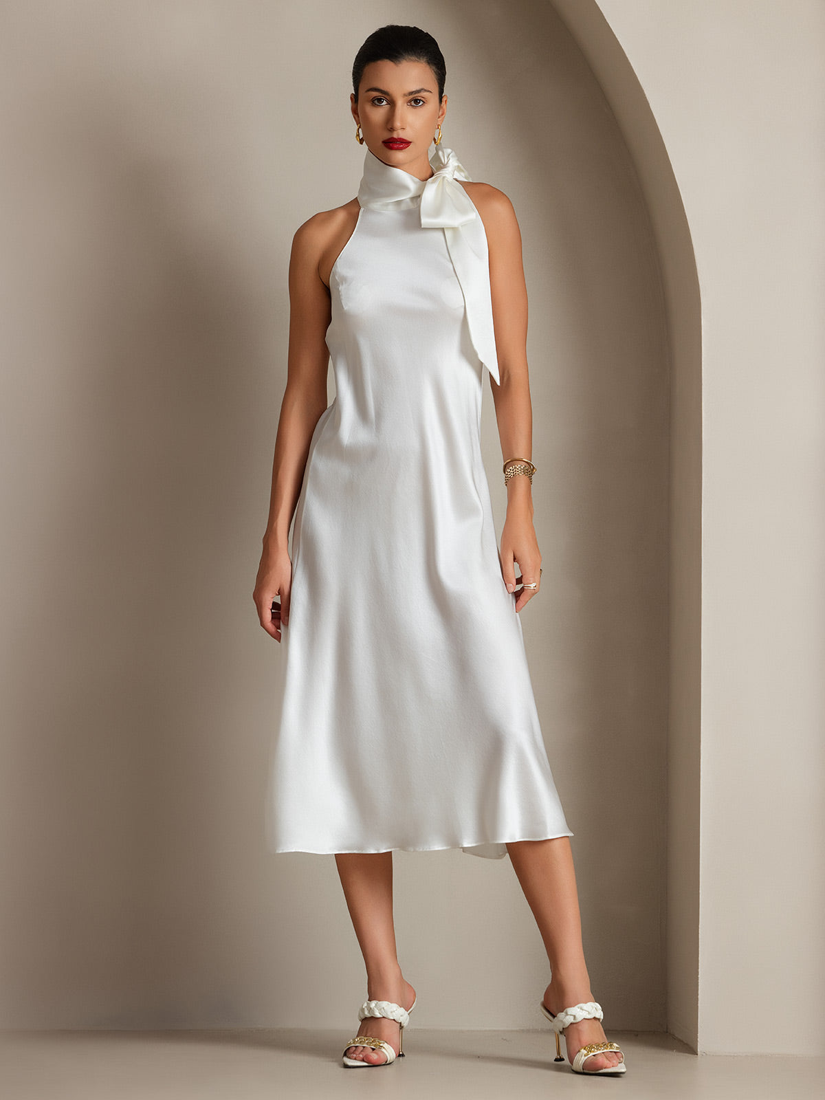 straight neck silk dress SilkSilky 100% Mulberry Silk Spaghetti Strap Cowl Neck Bias Midi Dress with Split Design, Dark Blue / M