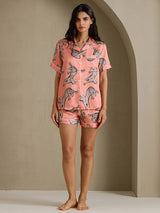 [Pink Cat] SilkSilky  Short Sleeve Lapel Collar Women's Pajamas 009