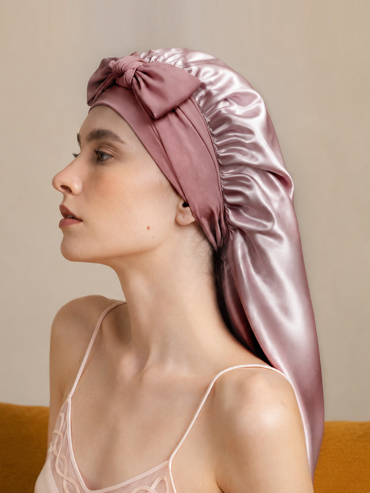 [Pink] SilkSilky  Sleep Cap 001