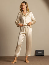 [Champagne] SilkSilky  Long Sleeve Notch Collar Women's Pajamas 003