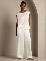 [Pink] SilkSilky  Cap Sleeve Round Neck Women's T-Shirt 005