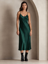 [Dark Green] SilkSilky  Spaghetti Strap V Neck Nightgown 006