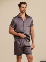 [Purple Gray] SilkSilky  Short Sleeve Notch Collar Men's Pajamas 006