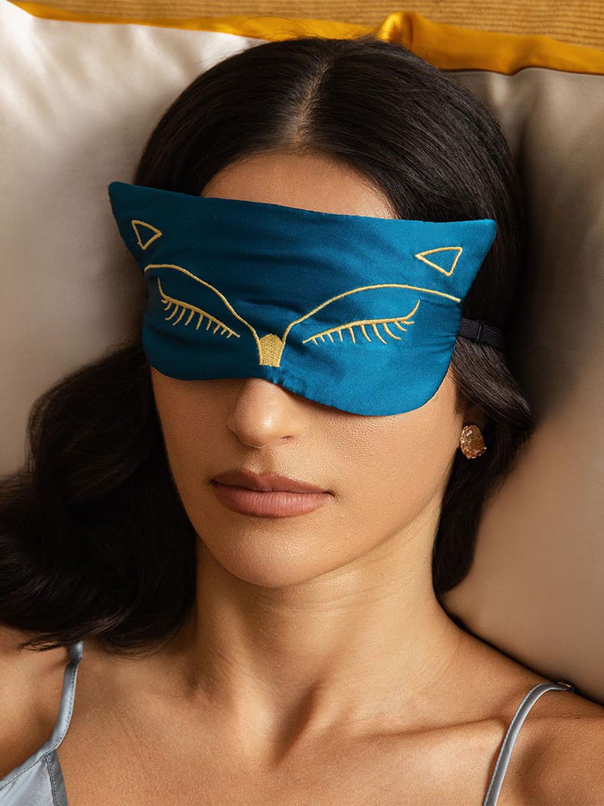 [Teal] SilkSilky Pure Silk Eye Mask 001