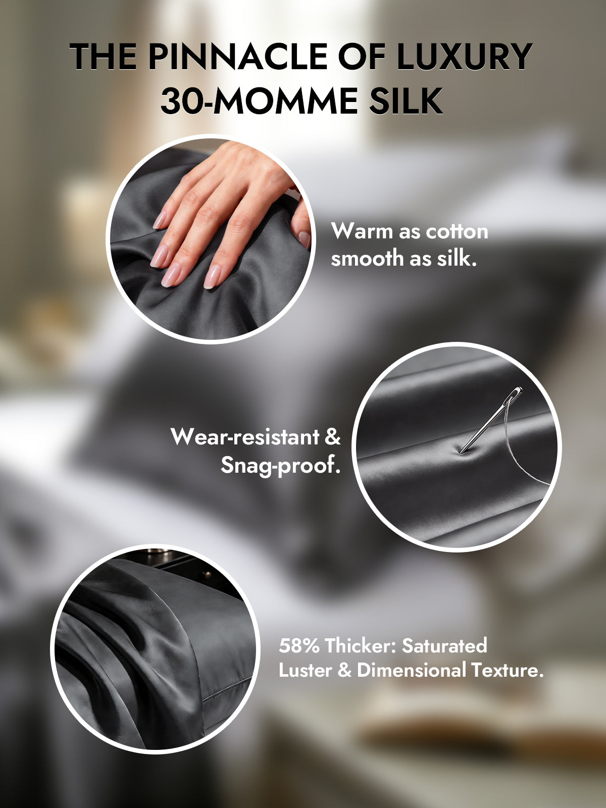 [Dark Gray] SilkSilky  30Momme Pure Silk Pillowcase 002