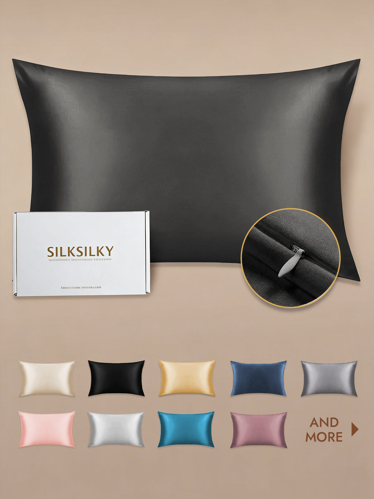 [Dark Gray] SilkSilky  19Momme Pure Silk Pillowcase 001