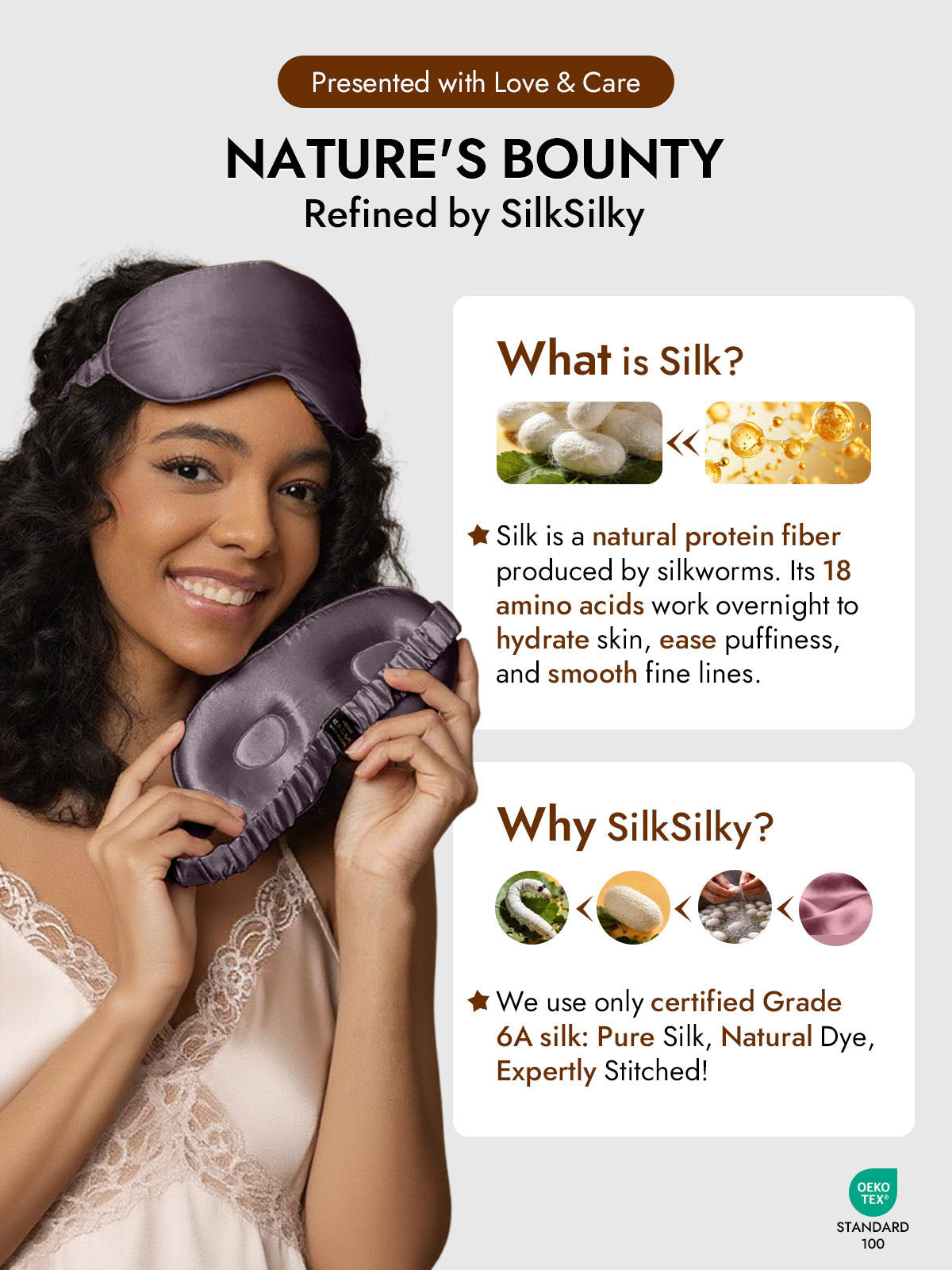 [Dark Gray] SilkSilky  Pure Silk Eye Mask 006