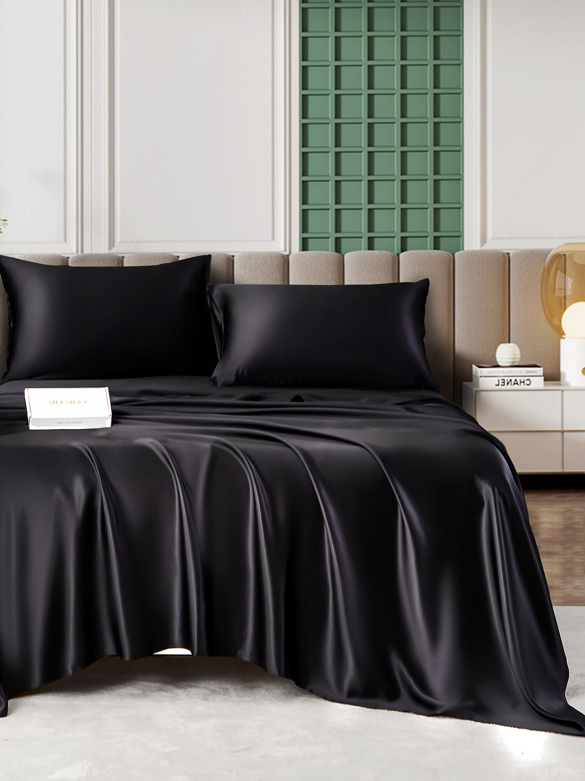 [Black] SilkSilky  25Momme Bedding Set 001