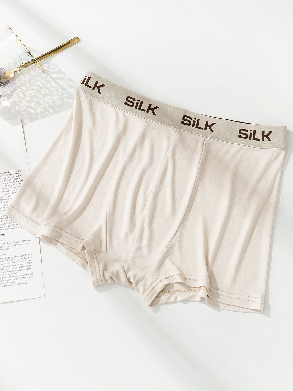 [Beige] SilkSilky  Pure Silk Mens Underwear 004