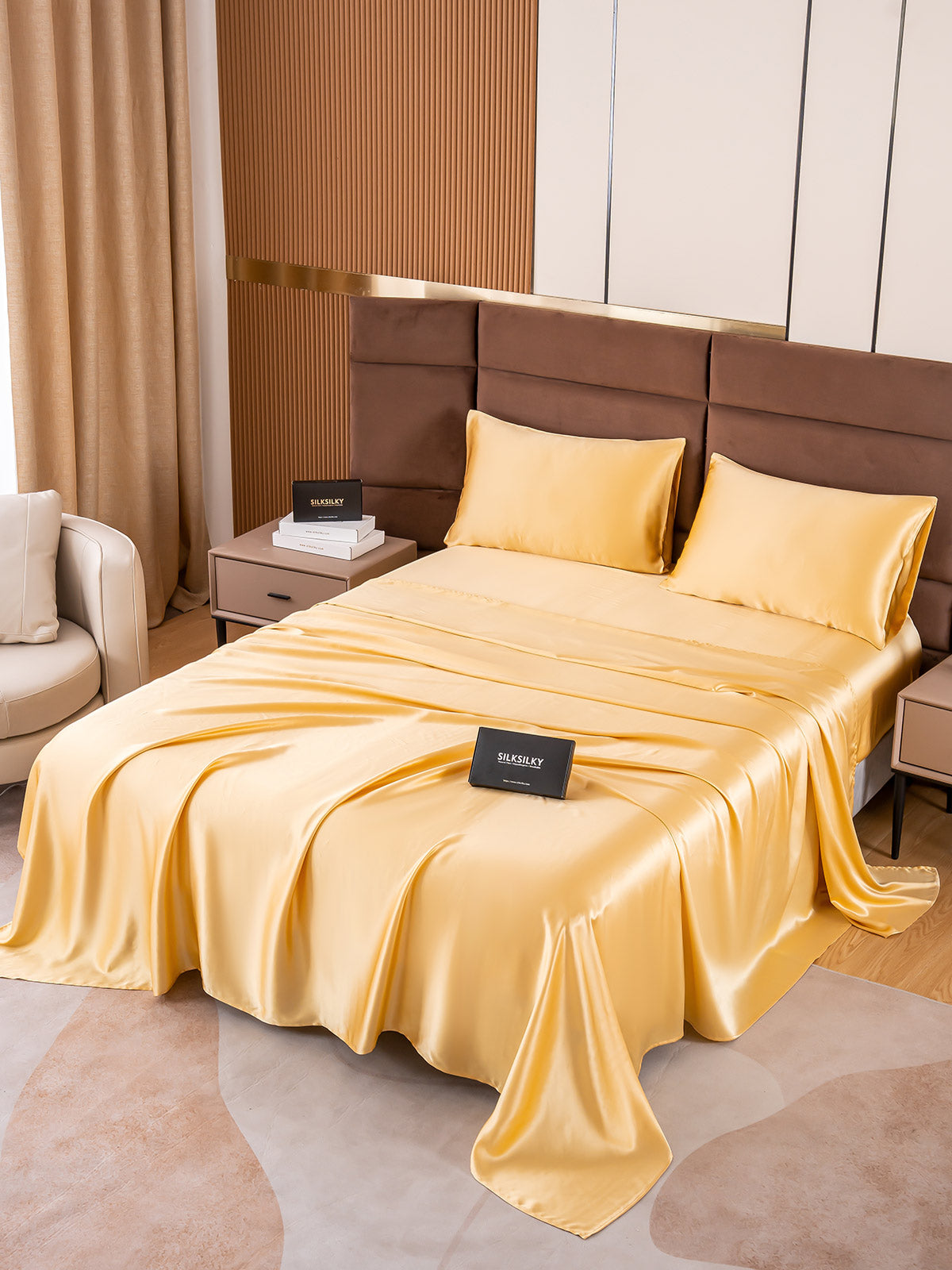 [Champagne] SilkSilky  19Momme Pure Silk Bedding Set 002