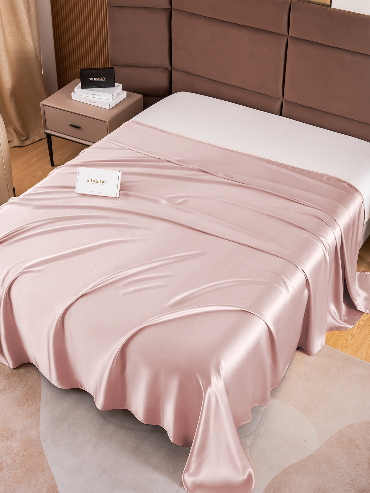 SilkSilky US 19Momme Pure Silk Sheet PaleMauve 001