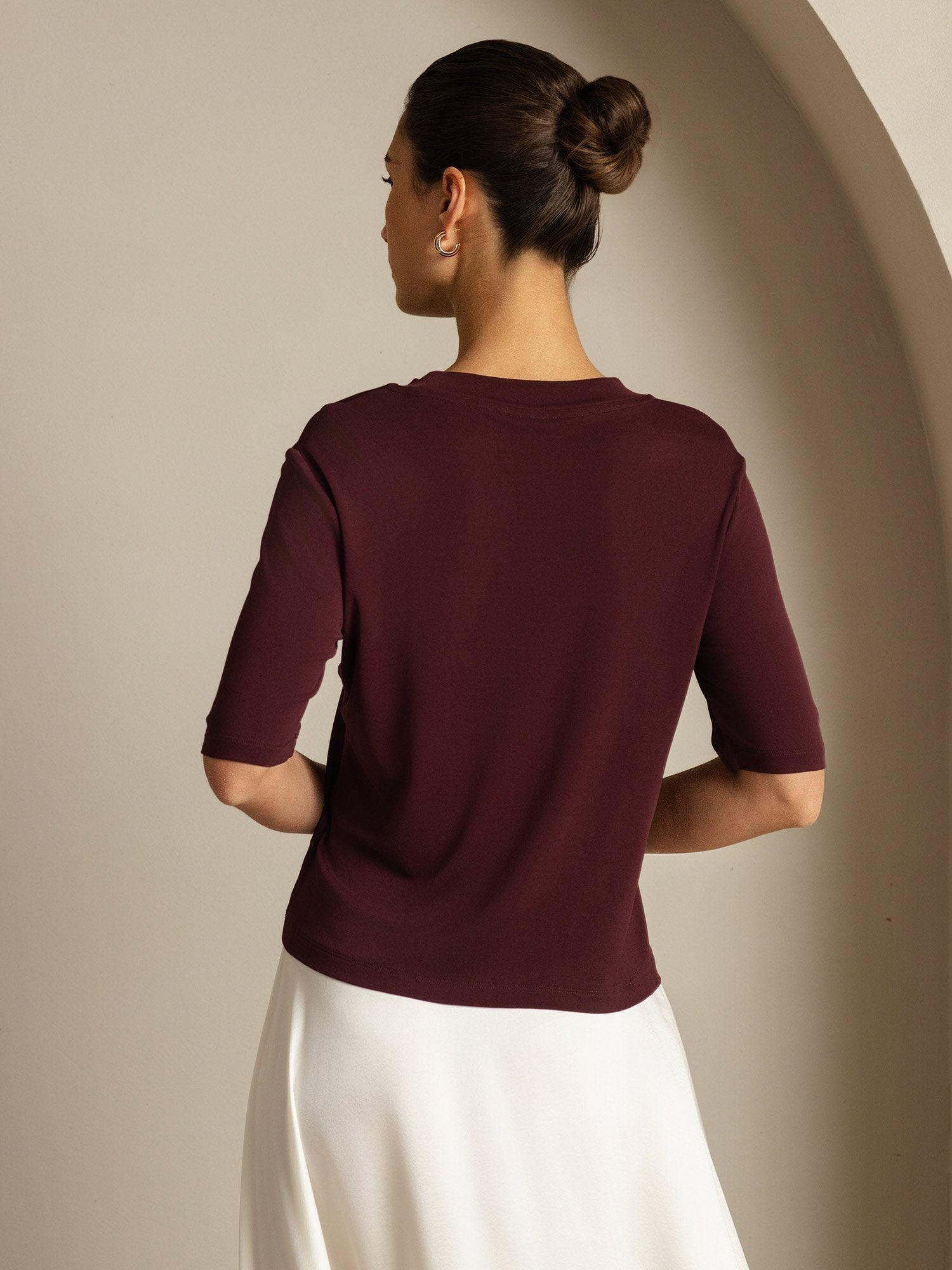[Windsor Wine] SilkSilky  Pure Silk Round Neck Women's T-Shirt 002