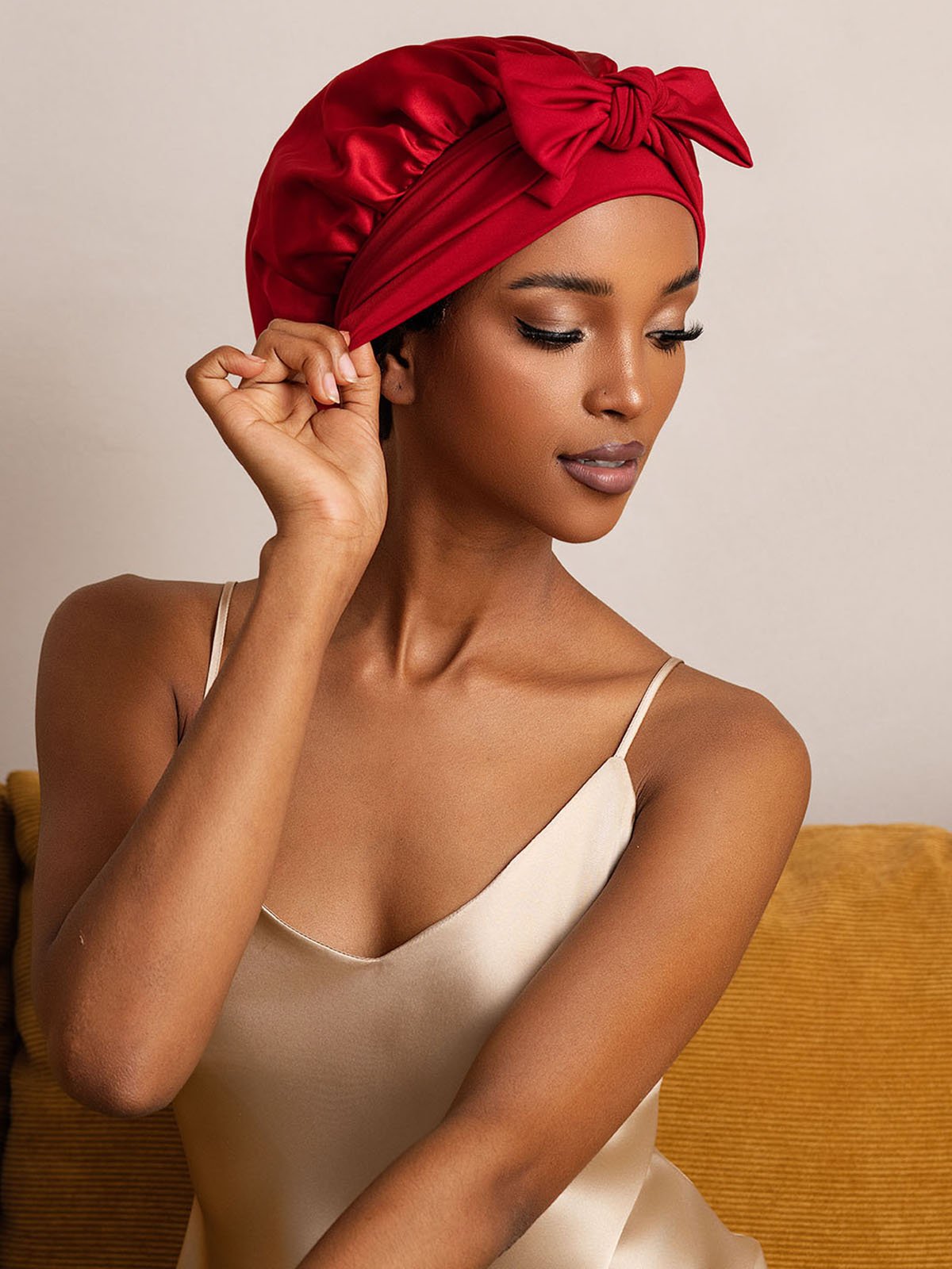SilkSilky Pure Silk Sleep Cap Wine 004