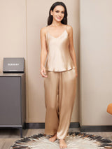 [Champagne] SilkSilky  Spaghetti Strap V Neck Camisole Set 004