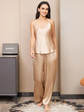 SilkSilky US Pure Silk Sleeveless V Neck Camisole Set Champagne 004