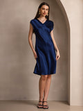 SilkSilky  Pure Silk Sleeveless V Neck Dress DarkBlue 006