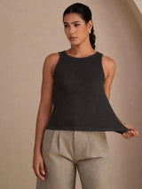 [Gray] SilkSilky  Sleeveless Round Neck Camisole Top 003