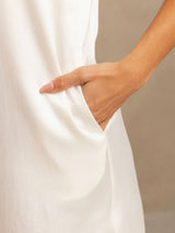 [White] SilkSilky  19Momme Machine-Washable Silk Sleeveless Scoop Neck Nightgown 005