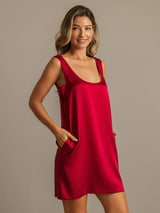 [Wine] SilkSilky  19Momme Machine-Washable Silk Sleeveless Scoop Neck Nightgown 006