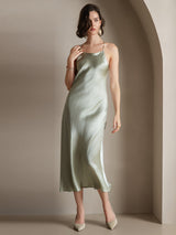 SilkSilky  19Momme Silk Sleeveless Dress LightGreen 005