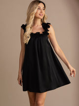 [Black] SilkSilky  Sleeveless Square Neck Nightgown 001