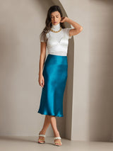 [Teal] SilkSilky  Skirt 005
