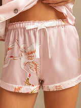 [Pink] SilkSilky  Short Sleeve Lapel Collar Women's Pajamas 005