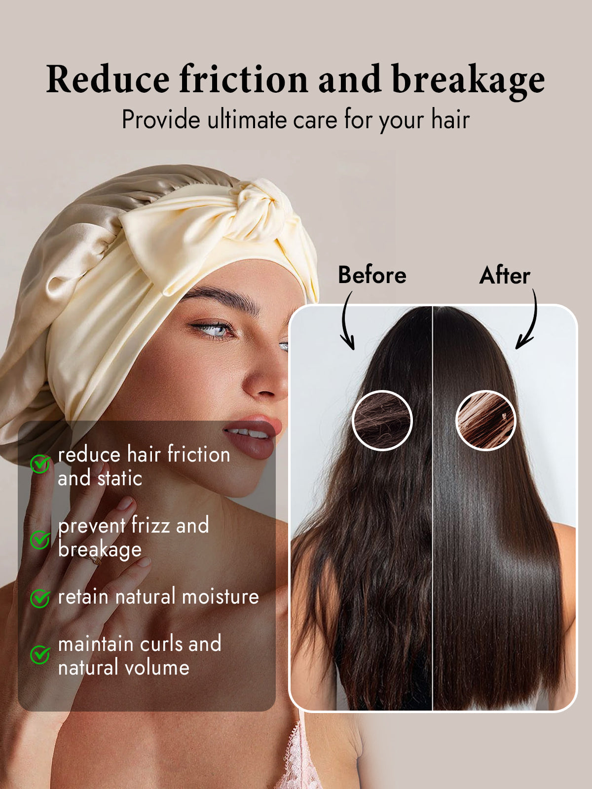 [Beige] SilkSilky  Pure Silk Sleep Cap 003