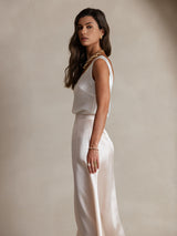 [White] SilkSilky  Sleeveless Camisole Top 004