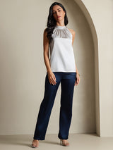 [Light Gray] SilkSilky  Sleeveless Halter Women's T-Shirt 005