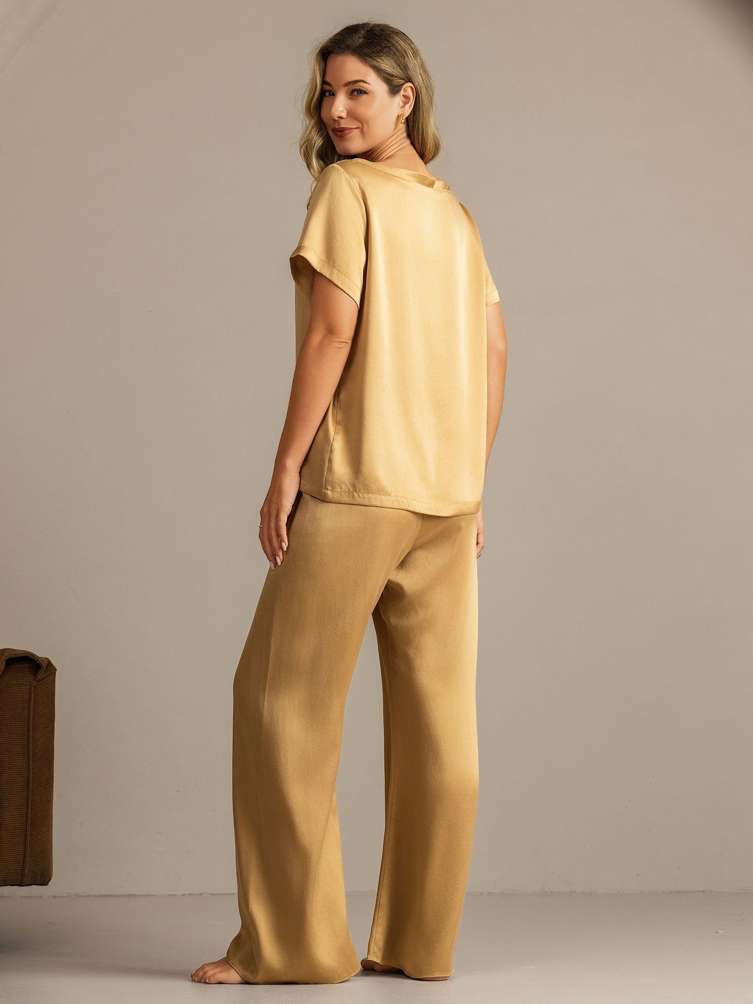 [Tan] SilkSilky 19Momme Silk Womens Pajamas 002