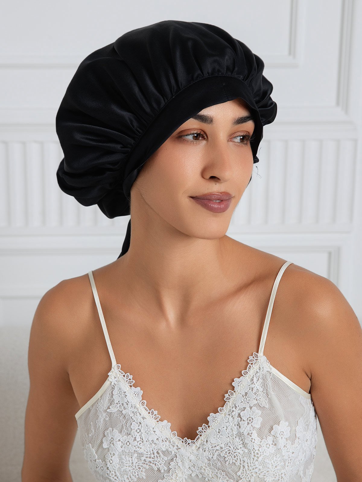 SilkSilky  Pure Silk Sleep Cap Black 003