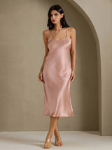[Tuscany] SilkSilky  Spaghetti Strap V Neck Nightgown 003