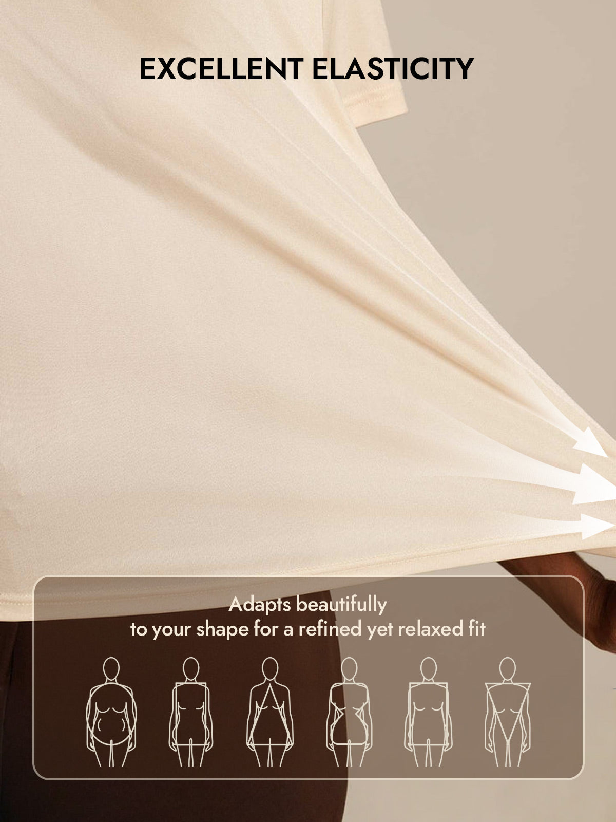 [Beige] SilkSilky  Silk Knitted Short Sleeve Round Neck Women's T-Shirt 005