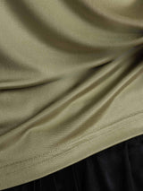 [Dried Herb] SilkSilky  100% Silk Jersey Short Sleeve Mock Neck Women's T-Shirt 005