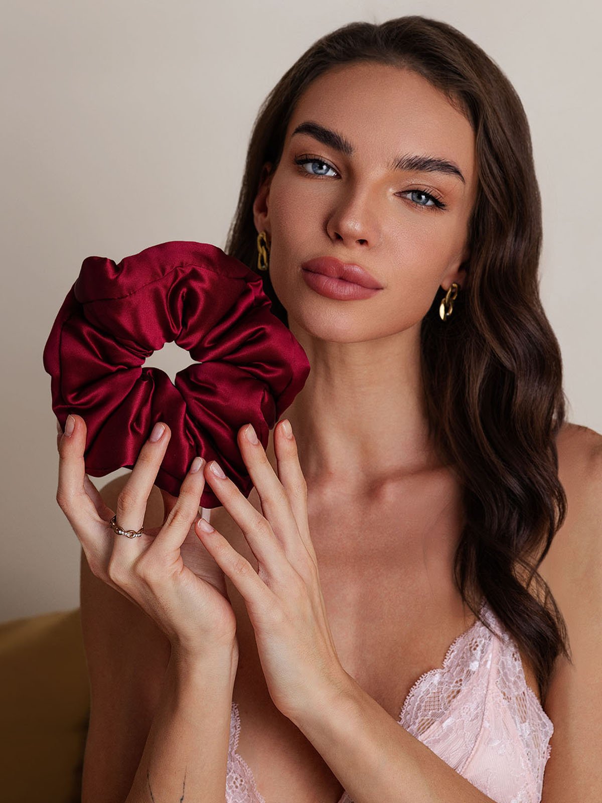 [Wine] SilkSilky  Pure Silk Scrunchie 002