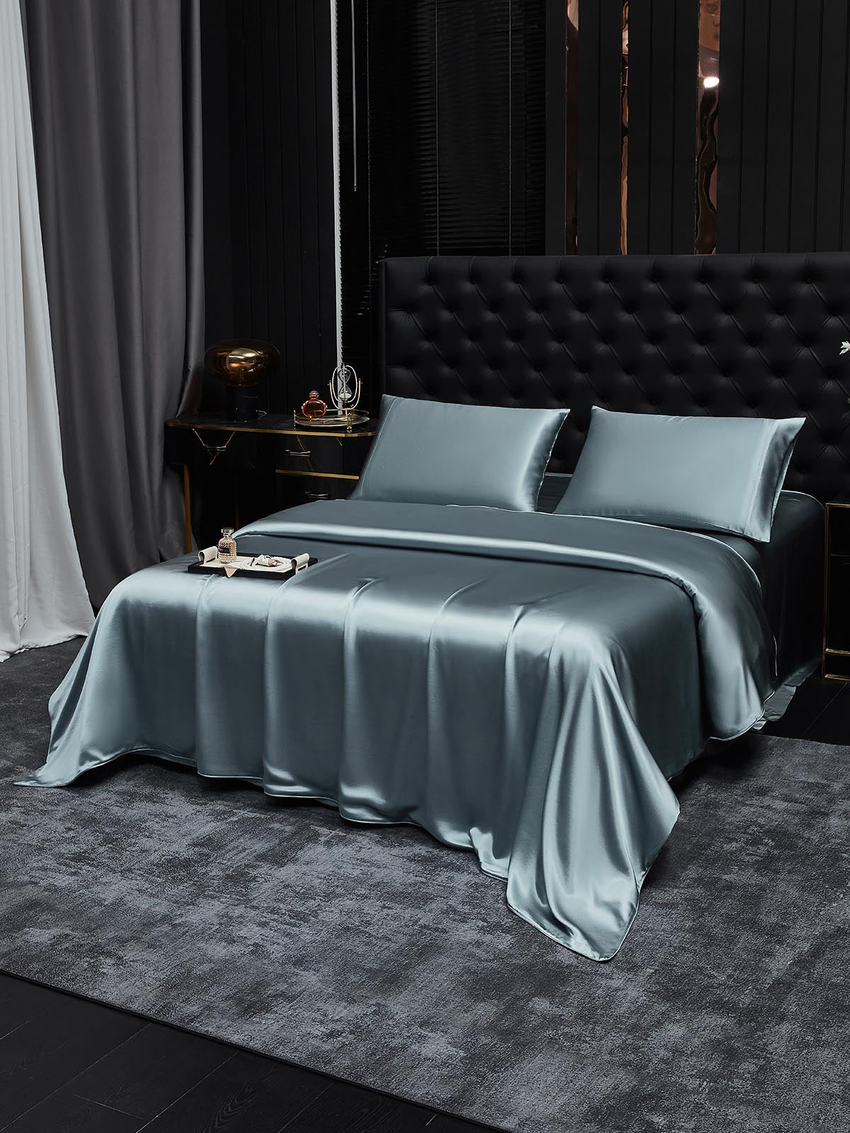 [Grayish Blue] SilkSilky  19Momme Pure Silk Bedding Set 001