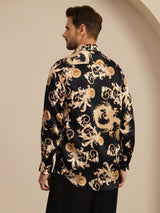 [Black Dragon] SilkSilky Long Sleeve Lapel Collar Men's Shirt 002