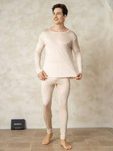 [Tan] SilkSilky  Long Sleeve Round Neck Men's Long Johns 003
