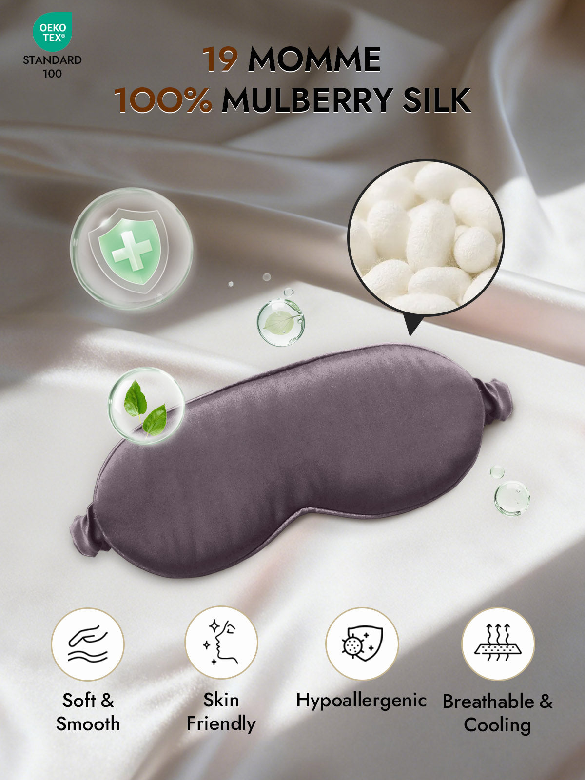 [Dark Gray] SilkSilky  Pure Silk Eye Mask 002