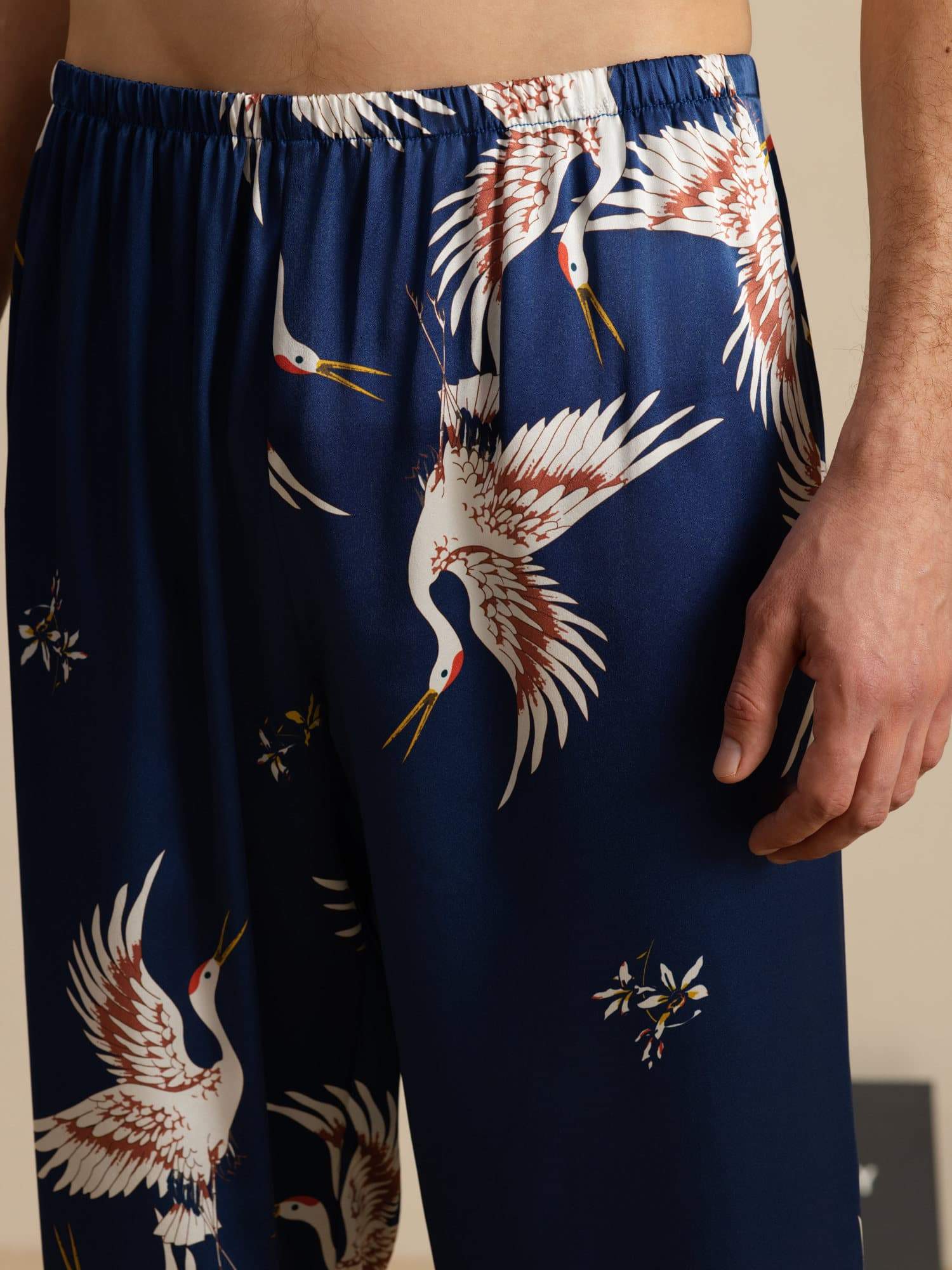 [Dark Blue] SilkSilky 19Momme Mens Sleep Bottoms 005