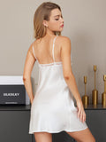 SilkSilky US Pure Silk Sleeveless V Neck Nightgown White 002