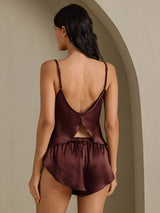[Brown] SilkSilky  Spaghetti Strap Camisole Set 002