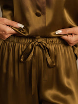 [Brown] SilkSilky  Long Sleeve Notch Collar Women's Pajamas 007