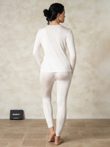 [White] SilkSilky  Long Sleeve Round Neck Women's Long Johns 002
