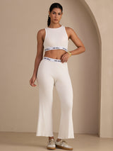 [White] SilkSilky Sleeveless Crew Neck Women's Outfit Sets 004
